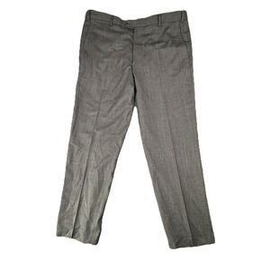 Emporio Armani Solid Gray 99% Wool Men's Flat Front Trouser Size 38x32 Current